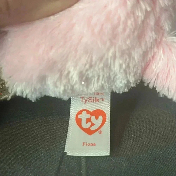 Ty The Beanie Boo Collection Fiona The Pink Cat Plush Stuffed Animal 6" - Picture 3 of 3